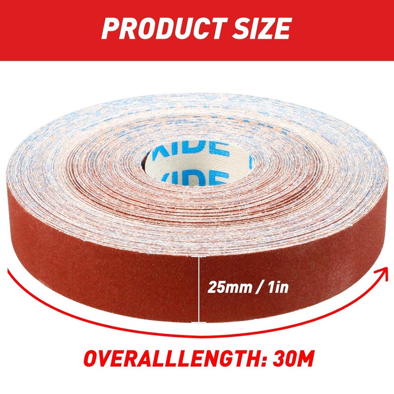 Pukamam Emery Cloth Roll, 80 Grit Sandpaper Roll, 1" x 98 Feet Long Red Continuous Sand Paper Roll, Wet and Dry Emory Cloths for Metal, Polishing and Surface Treatment of Wood,Furniture - Image 5